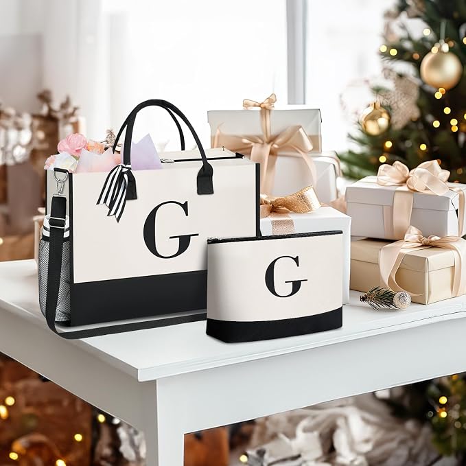 BAGAIL Initial Tote Bag, Personalized Birthday Gifts