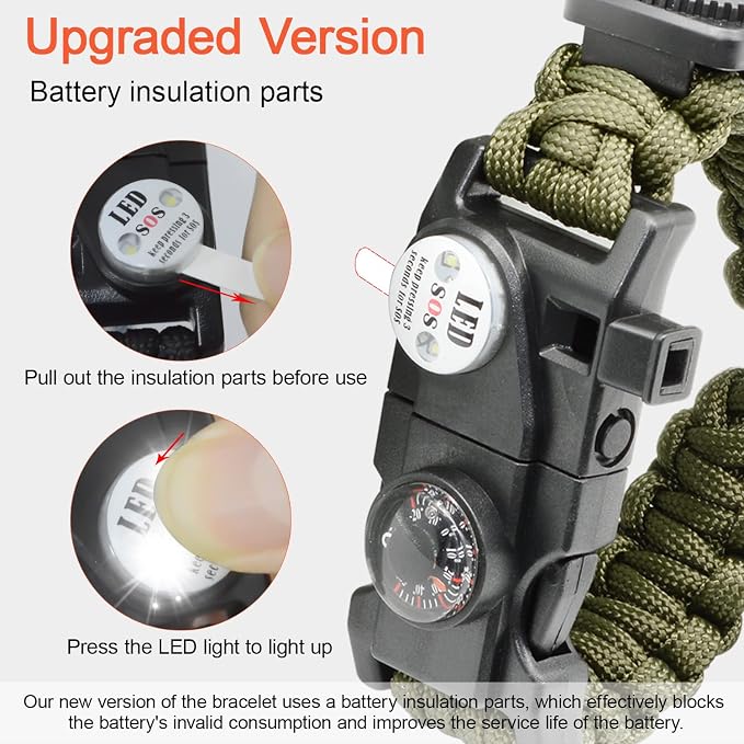 20 in 1 Survival Paracord Bracelet Adjustable Gear Kit