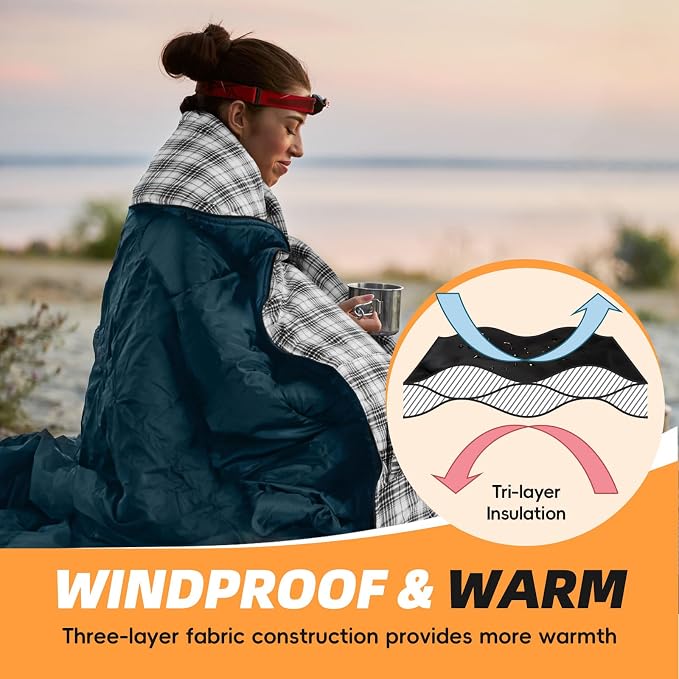 MEREZA Flannel Sleeping Bag for Adults XL, Large Wide Sleeping Bags for Camping
