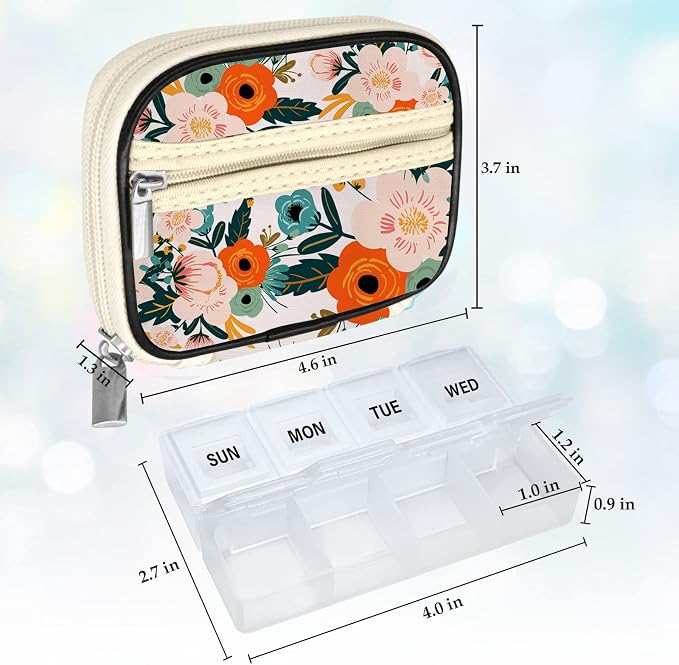 Serfeymi Weekly Travel Pill Organizer Case