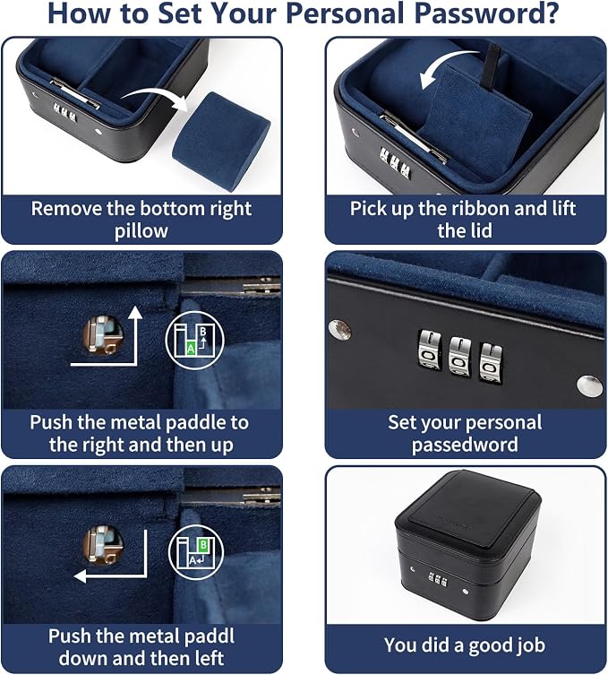 KAMIER Watch Travel Case with Combination Lock