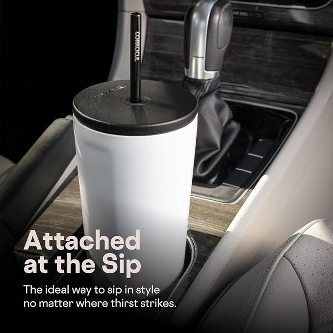 Corkcicle Cold Cup Insulated Tumbler with Straw - Keeps Drinks Cold for 12 Hours - Triple-Insulated Stainless Steel - Leak-Resistant Lid - Summer Drinkware Gift - 24 oz - Ceramic Slate