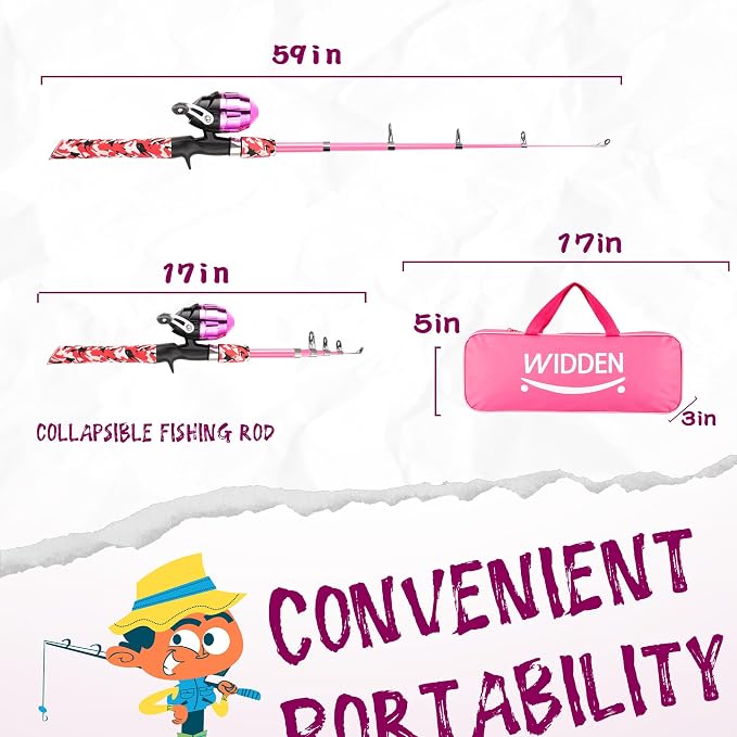 Kids Fishing Pole, Portable Telescopic Kids Fishing Poles