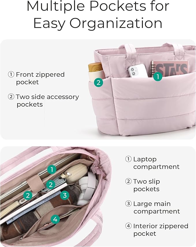 BAGSMART Tote Bag for Women, Lightweight Puffy Tote Bag