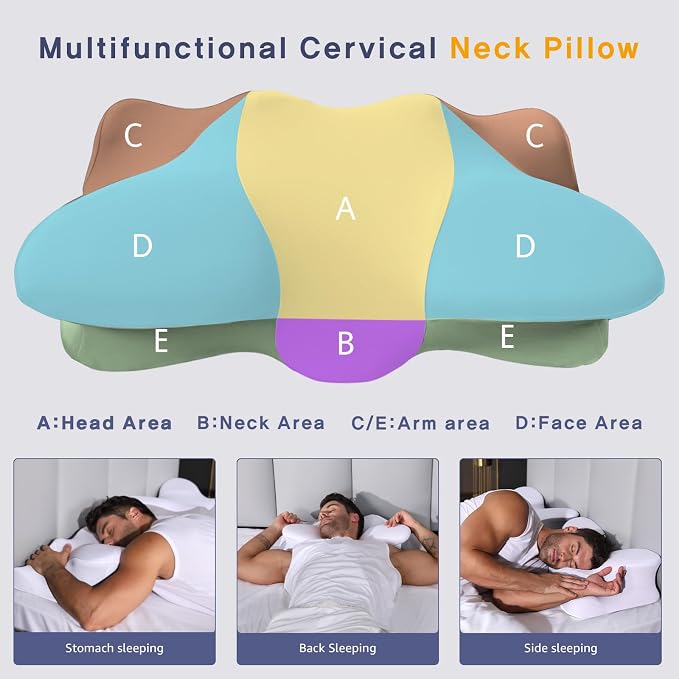 Dual-Height Cervical Neck Pillow