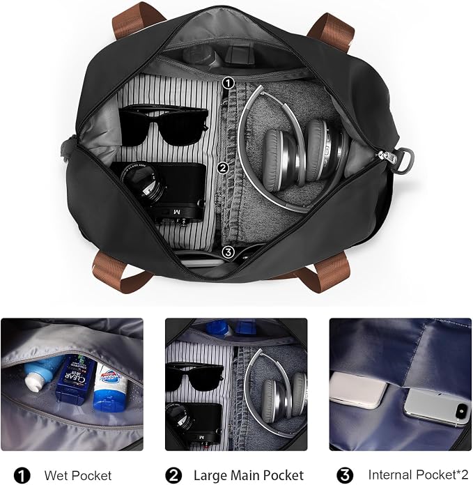 Travel Duffel Bag, Sports Tote Gym Bag, Shoulder Weekender Overnight Bag