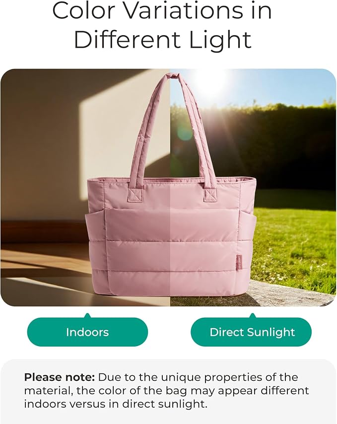 BAGSMART Tote Bag for Women, Lightweight Puffy Tote Bag