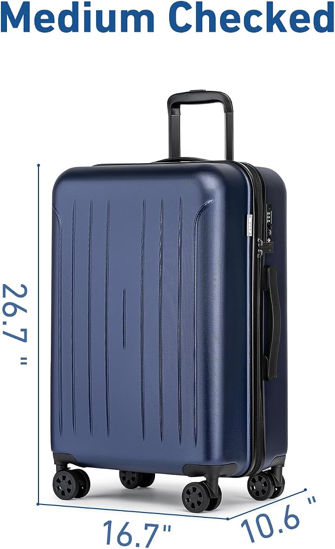 KYME Suitcase Hardshell With Double Spinner Wheels, PC+ABS TSA Lock Travel