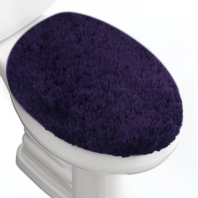 Microfiber Elongated Toilet Seat Cover 19.5"x 15" Machine Washable Solid Toilet