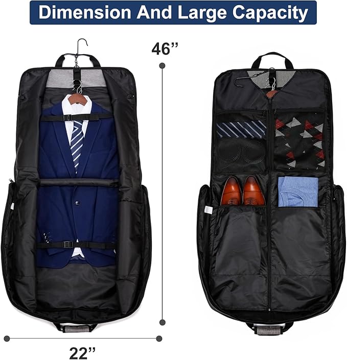 Garment Bag Travel Suit Bag for Men Large 40-Inch Carry on Garment Bag Up to 3