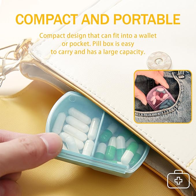 4PCS Small Pill Case Travel Pill Box Cute Pill Organizer