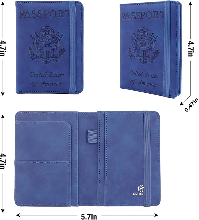 Melsbrinna Premium Leather Passport Holder Covers Case, Waterproof Rfid