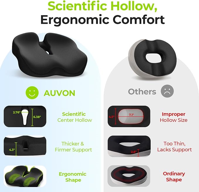 AUVON Ergonomic Donut Pillow Seat Cushion