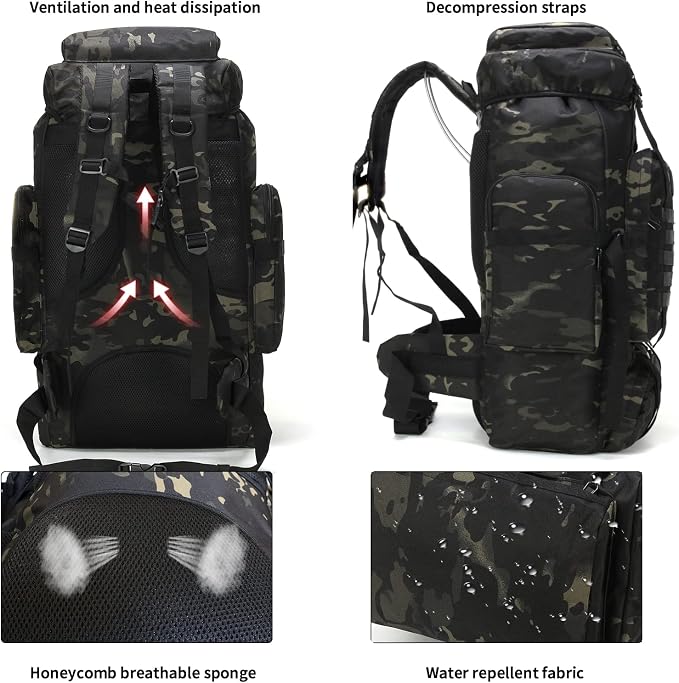 Hiking Backpack for Men 70L/100L Camping Backpack Military Rucksack Molle 3