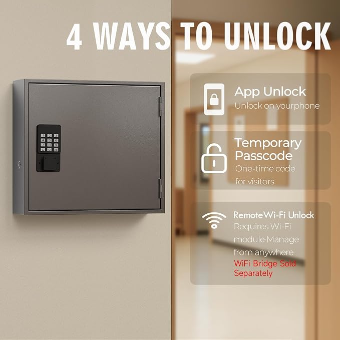 WeHere Smart Key Lock Box, Wall Mounted Key Cabinet
