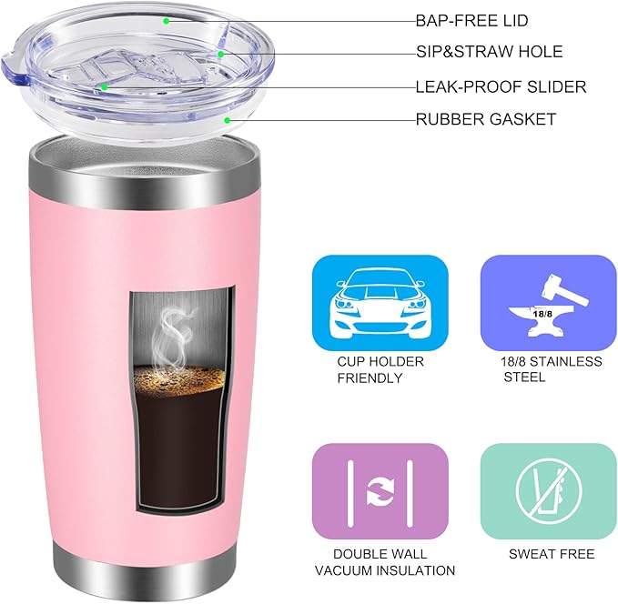 VEGOND 20oz Tumbler with Lid and Straw Stainless Steel Tumbler Cup Vacuum