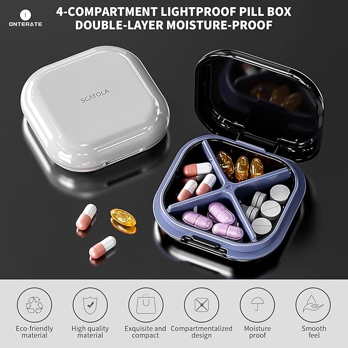 Small Pill Case, Travel Pill Box, Portable Pill Organizer, Pill Container