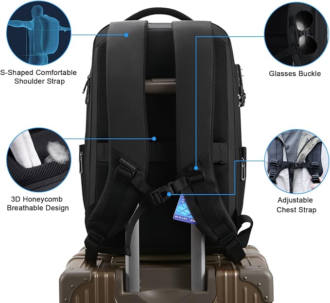 FENRUIEN Hardshell Backpack Expandable, Anti Theft Laptop Backpack