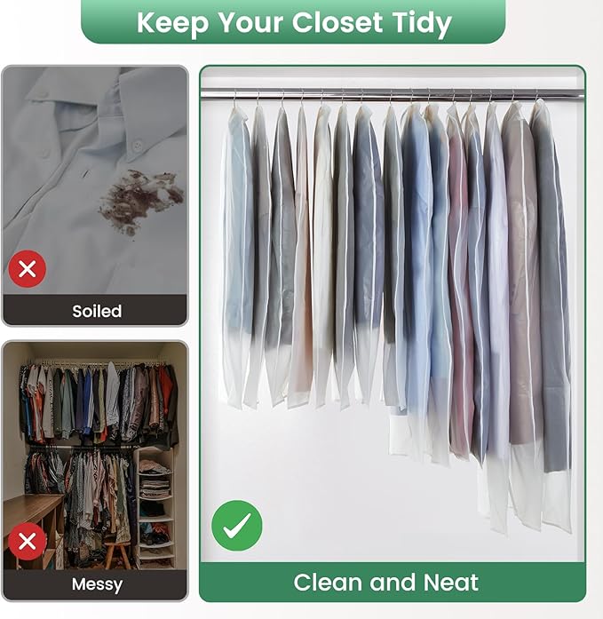 10 Pack Translucent Garment Bags