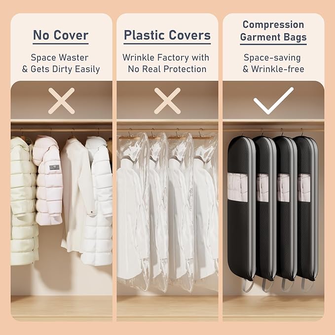 DIMJ 4 Pack 54" Garment Bags for Hanging Clothes