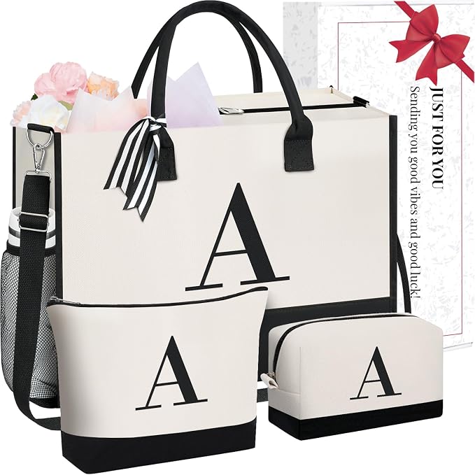 BAGAIL Initial Tote Bag, Personalized Birthday Gifts