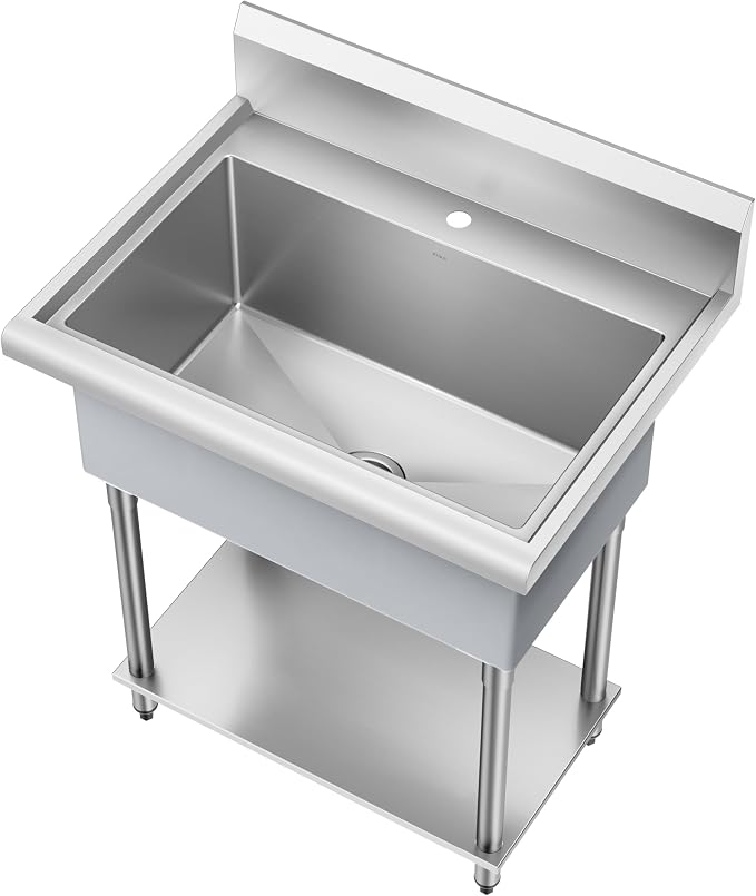 KRAUS Standart Pro 32 Inch 18-Gauge Stainless Steel Scullery Sink, 24 Gallon