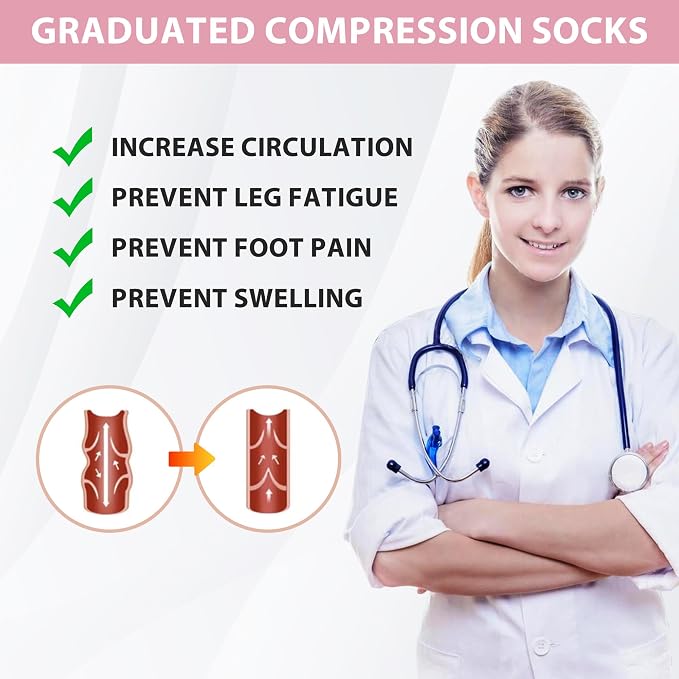 Compression Socks for Women Men Circulation Knee High 8 Pairs for Nurses