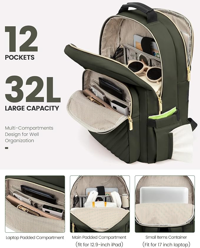 LOVEVOOK Laptop Backpack for Women, Travel Computer Work Bags