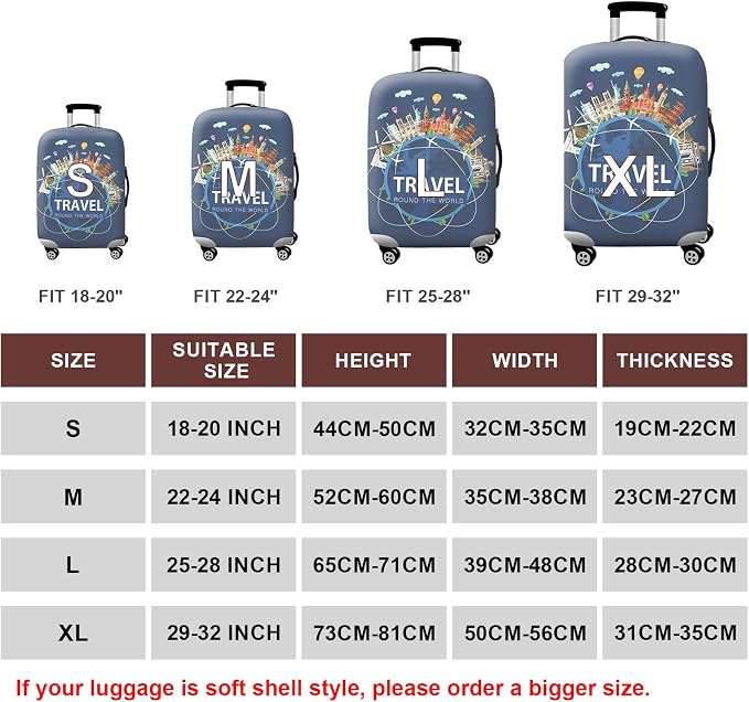 WUJIAONIAO Travel Luggage Cover Baggage Suitcase Cover Protector Skins 18-32