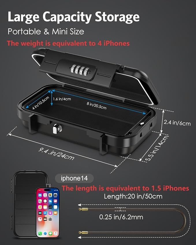 AMIR Portable Safe Box, Combination Security Case LockBox