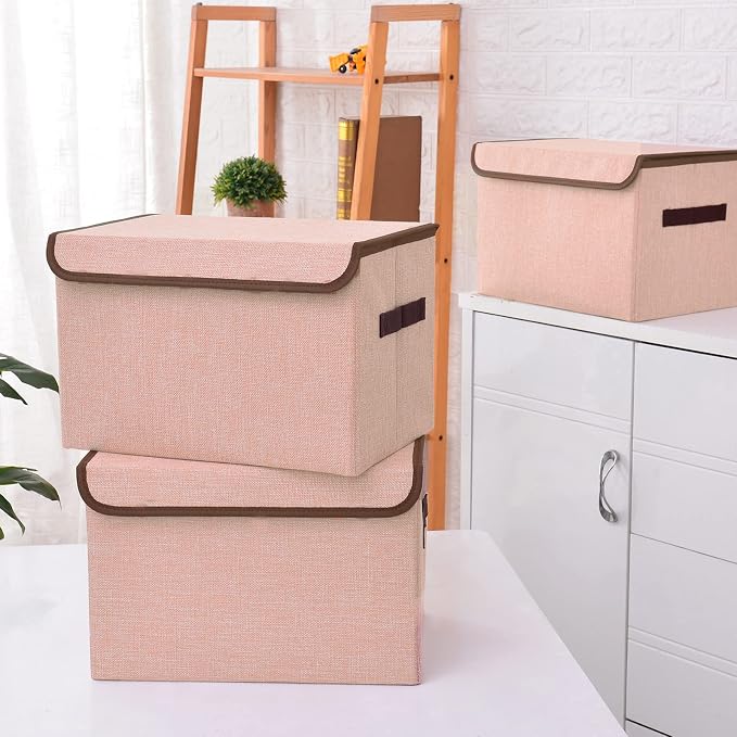 Linen Fabric Foldable Storage Cube Bin Organizer Basket