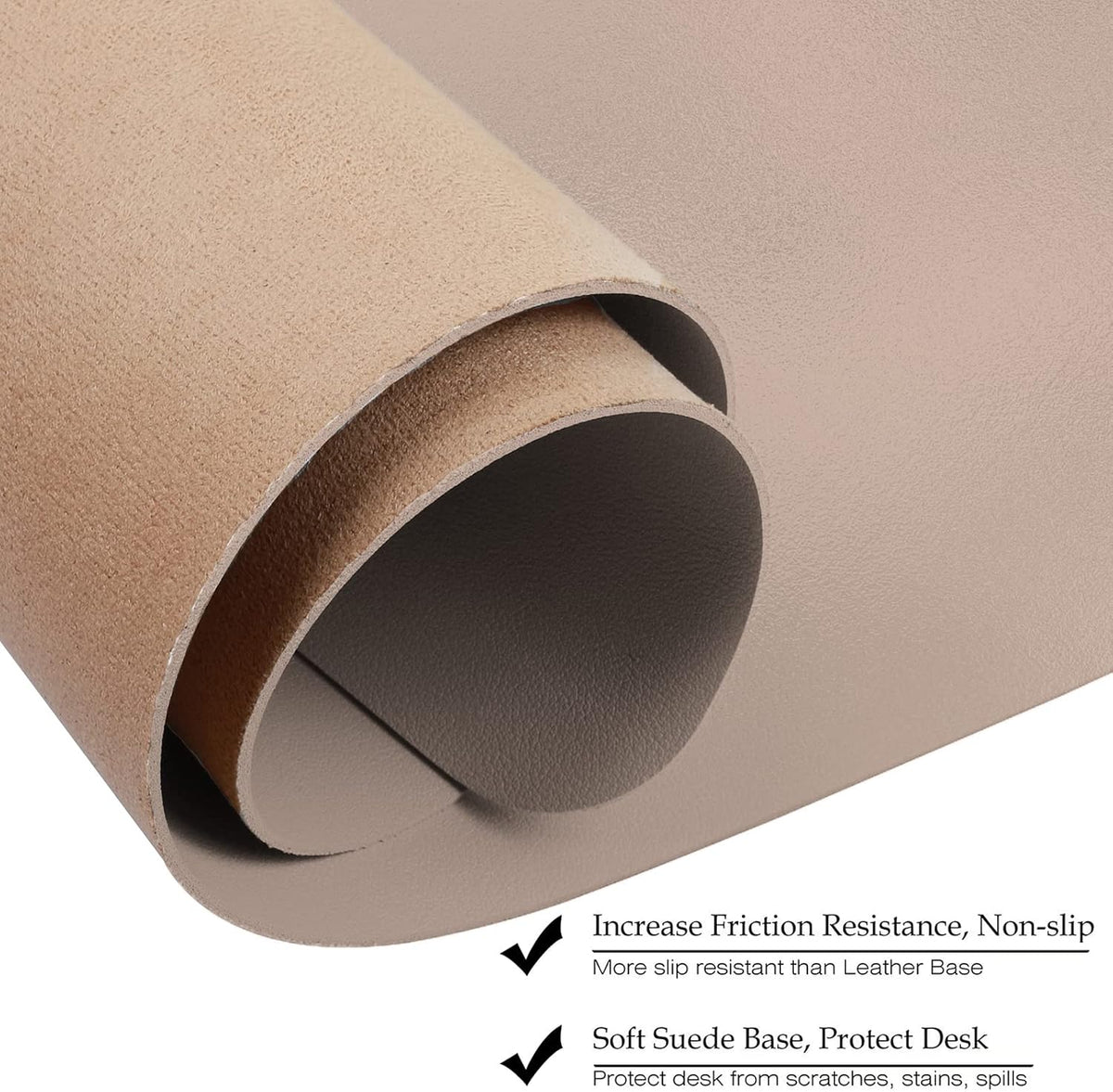 Boutilon Leather Desk Pad Protector,Non-Slip Mouse Pad,Laptop Desk Pad,Office Mouse Mat,Waterproof Leather Desk Blotter,Desk Writing Pad for Office and Home (S-Champagne,24"x 14")
