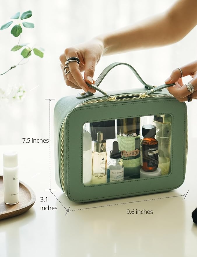 Popvibe Clear Makeup Bag Travel Cosmetic Case Transparent Toiletry Bag