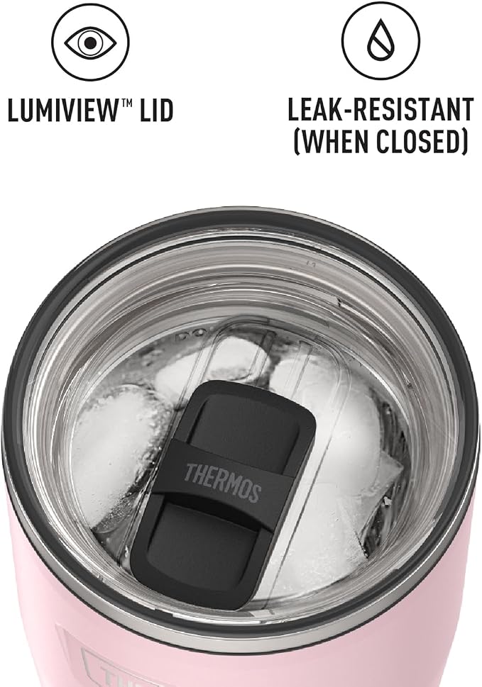 THERMOS ICON SERIES, Stainless Steel Cold Tumbler with Slide Lock, 24 Ounce, Sunset Pink