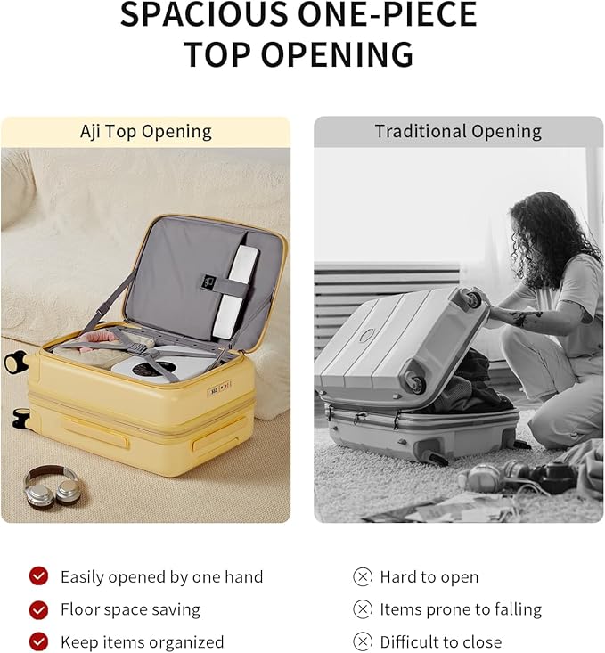 aji Expandable Top Opening Carry On Luggage Airline Approved, 20 Inch