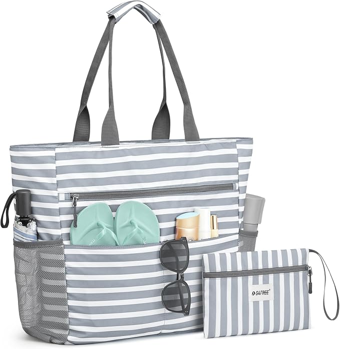G4Free Beach Bag, Waterproof Sandproof Beach Tote Bag, Large Capacity Foldable