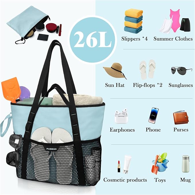 Beach Bag with Zipper