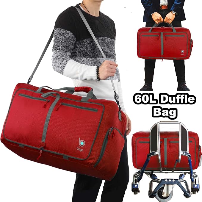Bago Foldable Duffel Bags for Traveling Women & Men - 60L Medium Packable