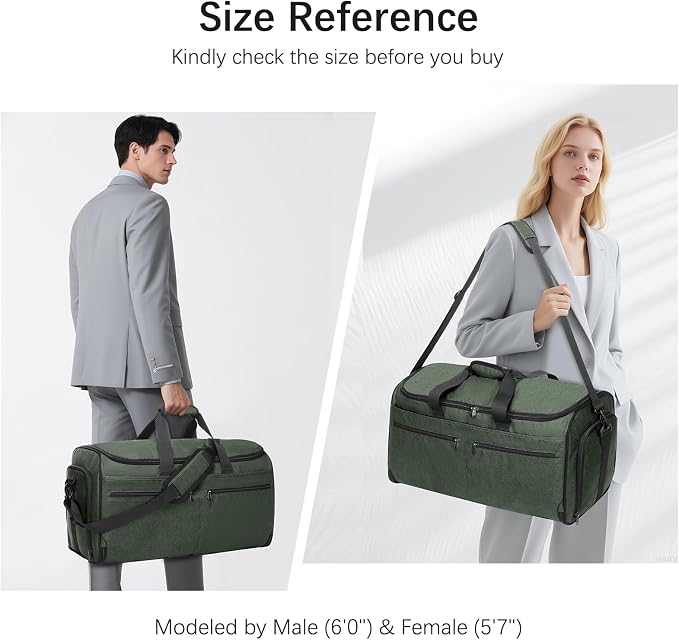 Bukere Garment Bags for Travel, Large Convertible Garment Duffel Bag for Men