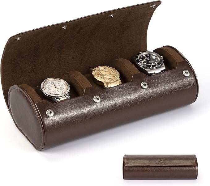 Watch Roll Travel Case: 3 Slot Watch Box Organizer