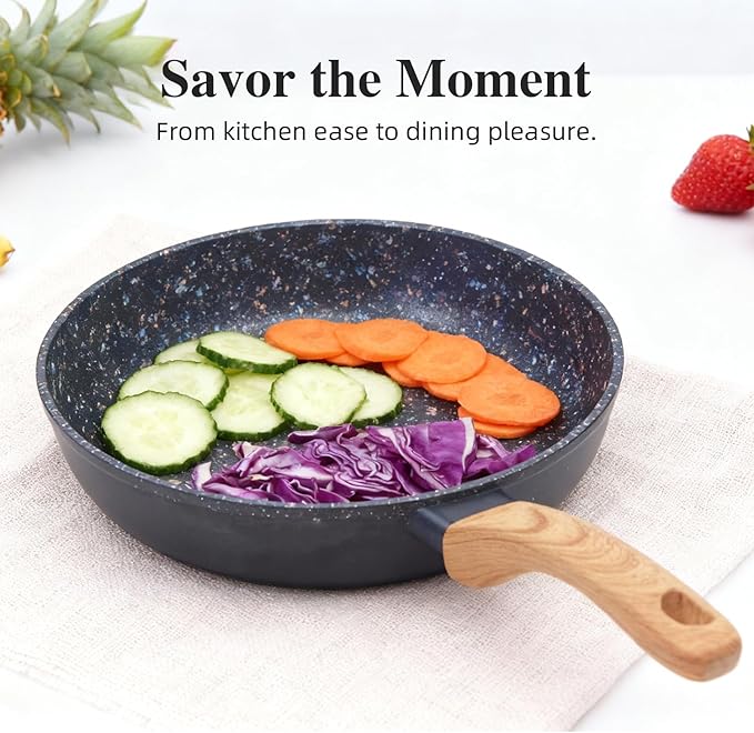 Nonstick Cookware Set, 2-Piece Non-Toxic Coated 8.5 Inch Frying Pan & Saucepan