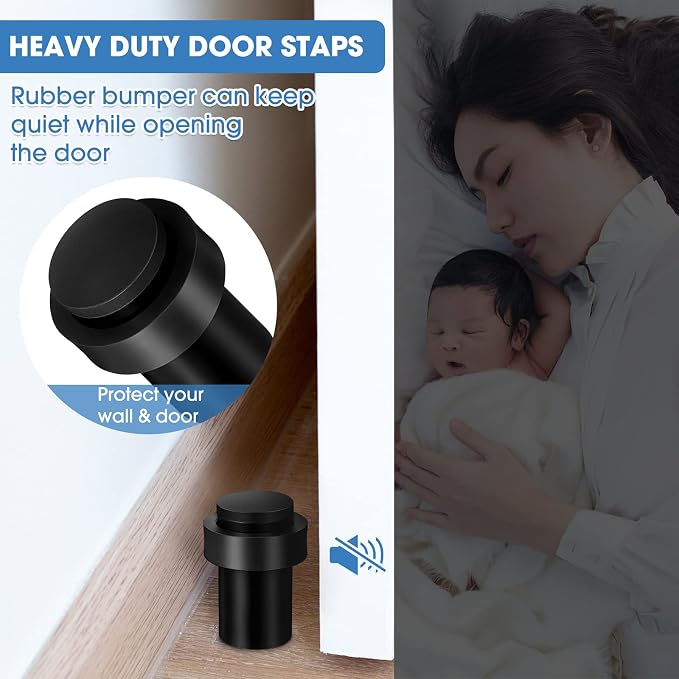 Chumia 10 Pcs Door Stopper Mounted Floor Stops Stainless Steel Cylindrical