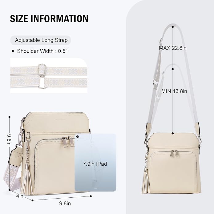 Crossbody Purse for Women, Lightweight Medium Crossbody Bag Soft Leather