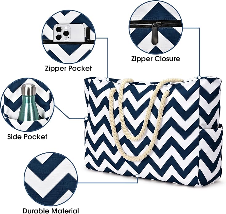Becokan Beach Bag Large Beach Tote Bag