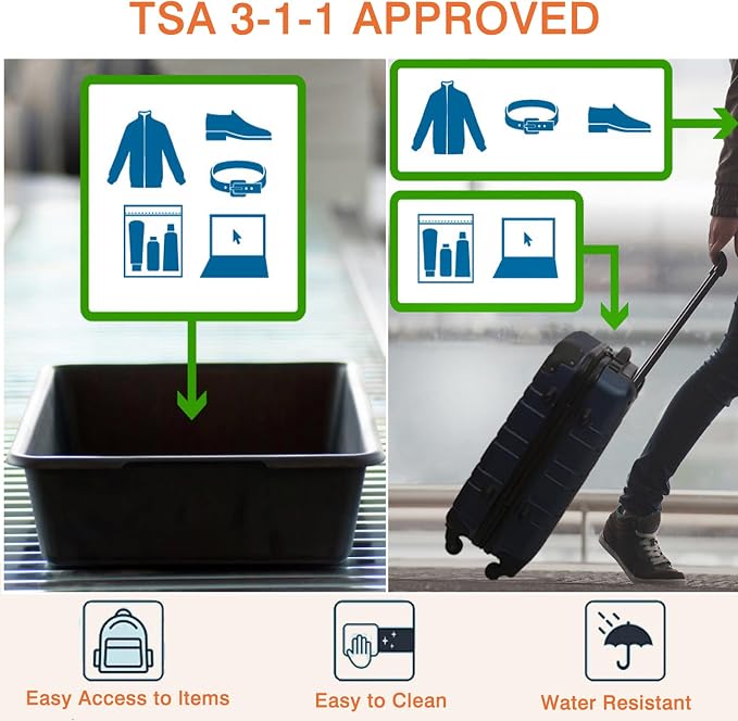 XEWEA 2PCS Large TSA Approved Clear Travel Toiletry Bags