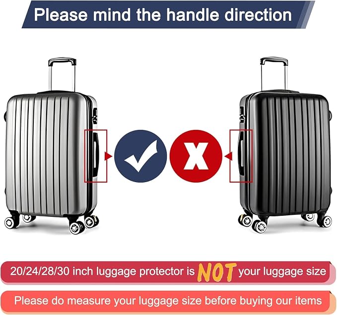 3 PCS Luggage Covers for Suitcase TSA Approved, 20/24/28 Inch Full Clear