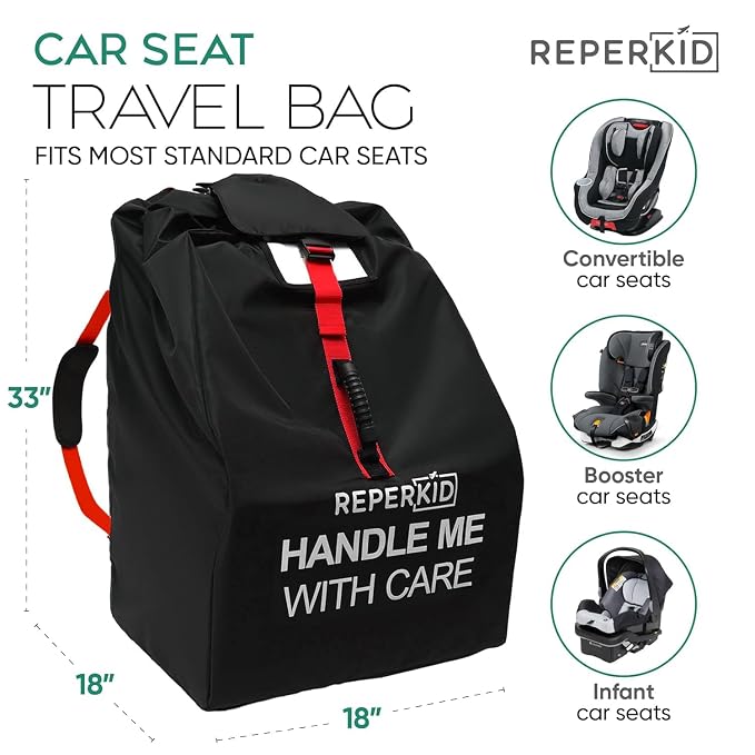 reperkid Car Seat Travel Bag for Airplane, Fits Most Convertible, Booster and