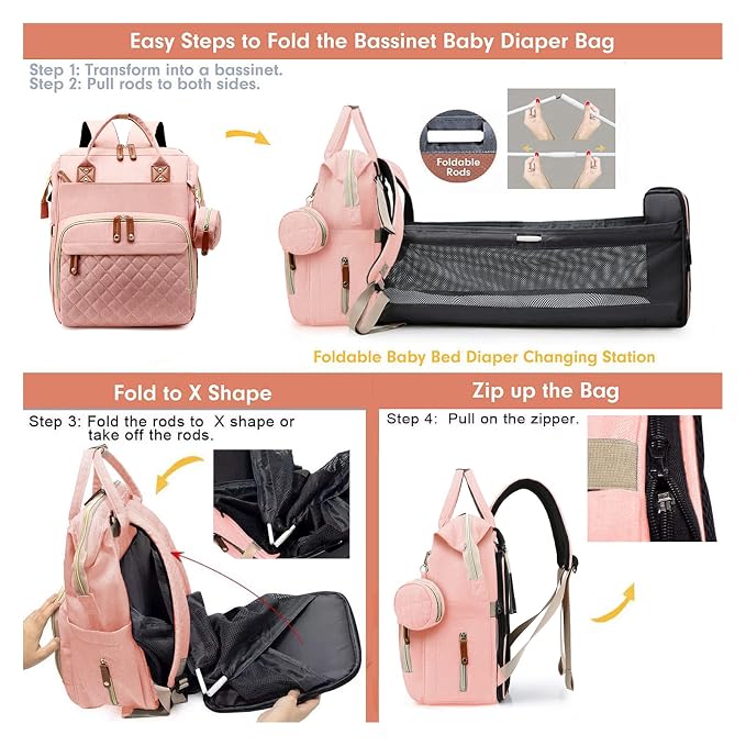 Diaper Bag, Backpack with Changing Station, Waterproof Baby Bag