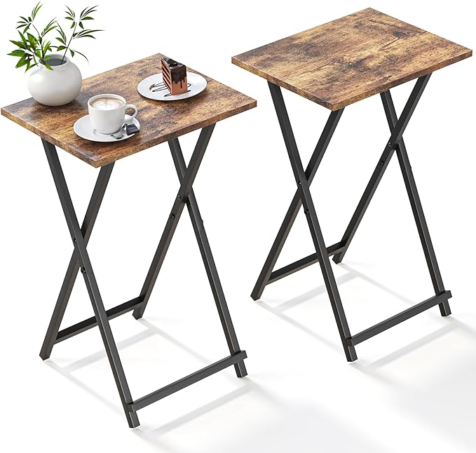 Foldable TV Trays, Small Folding Table, TV Trays Set of 2, TV Dinner Tray
