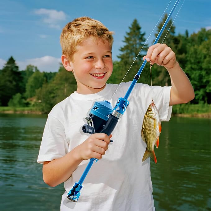 Kids Fishing Pole Set, Telescopic Fishing Rod Reel Combo Kids Starter Kit